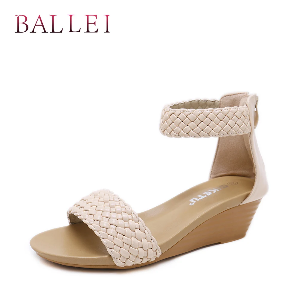 apricot Calidad Vintage S39 Black Zapatos Retro Cubierta Étnica Mano Mujer Tacón Moda Verano Hecho Sandalias Balle Cremallera De Suave brown A Pu Clásicos 614xqSSw