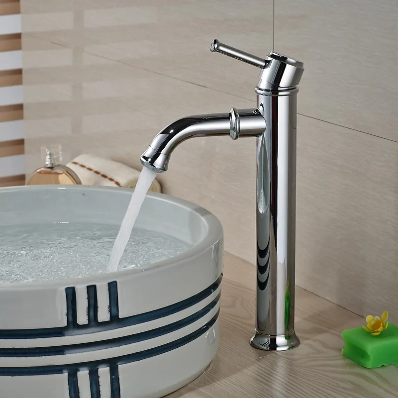 Luxury Chrome Brass Bathroom Mixer Faucet Single Handle Basin Sink Washing Taps Deck Mounted