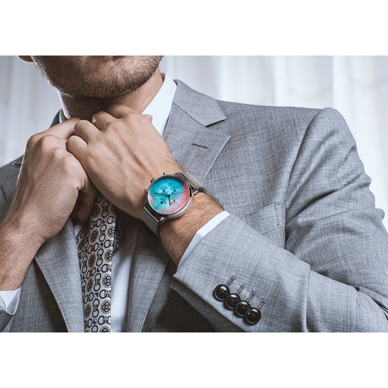 Мужские водонепроницаемые часы с хронографом и сетчатым ремешком, кварцевые повседневные деловые мужские наручные часы от ведущего бренда, Роскошные мужские часы Relojes
