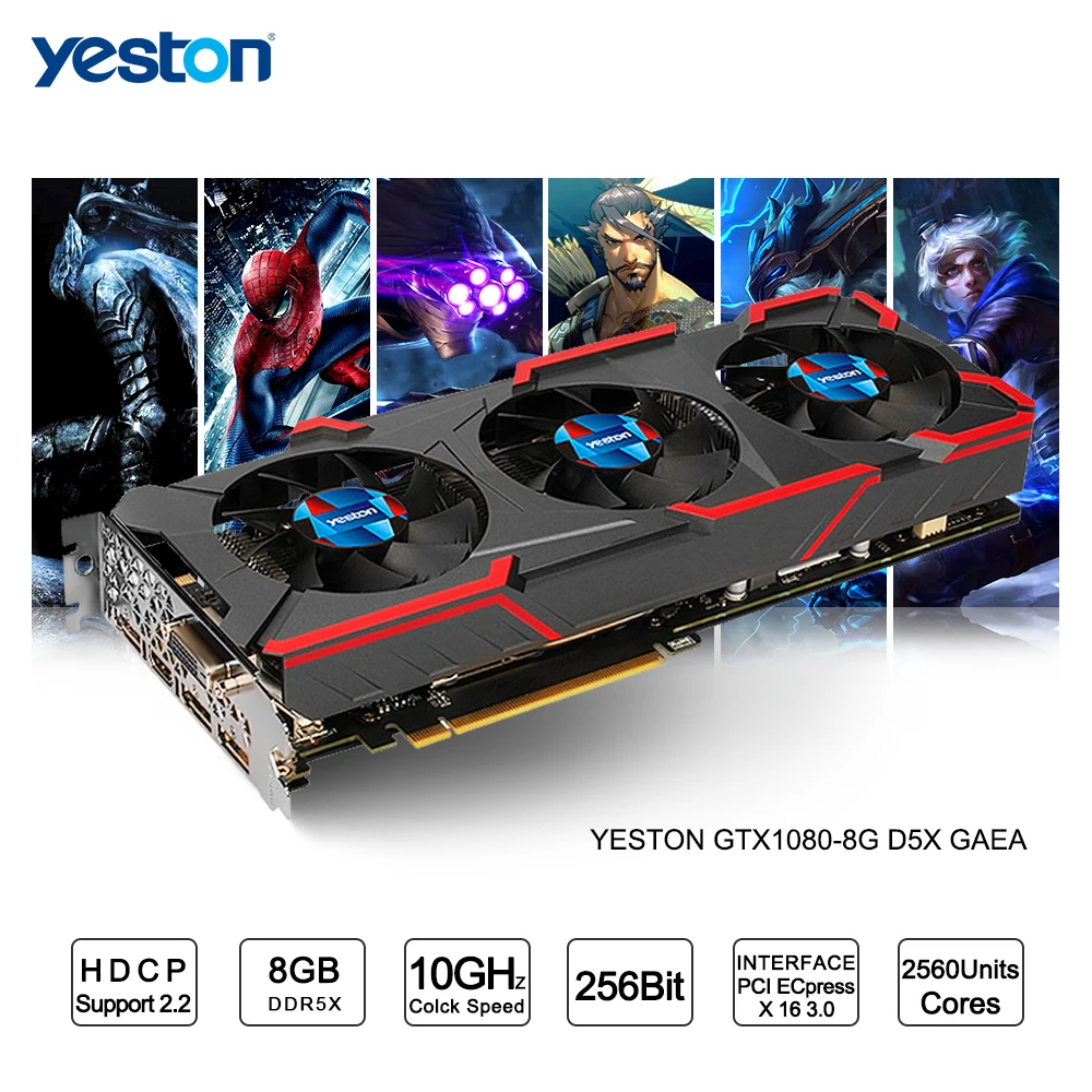 Yeston GeForce GTX 1080 Graphics Cards GPU 8GB GDDR5 256