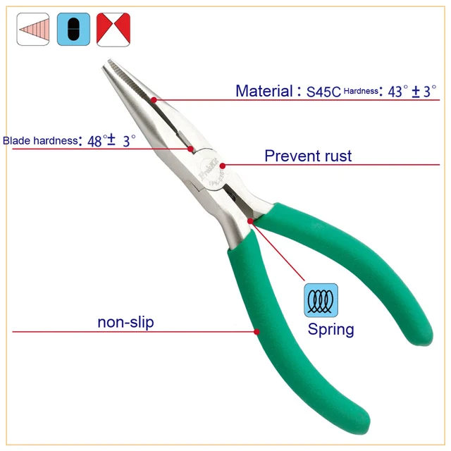 Long Titanium Steel Needle Nose Pliers Cutter Cutting Non-slip Handle Titanium Have Teeth Long Nose Pliers Pointed Tip Pliers