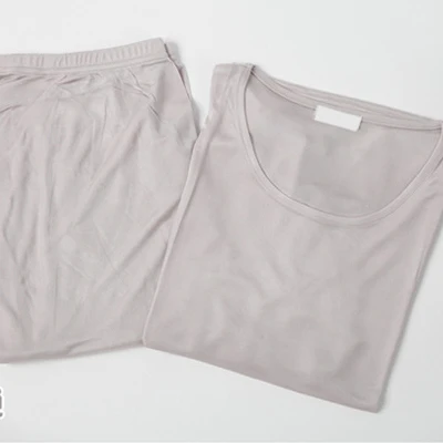 Натуральный шелк женская осенняя одежда термотоп+ длинные штаны комплект нижнего белья облегающая блузка с длинным рукавом Леггинсы Нижнее белье для здоровья - Цвет: Gray