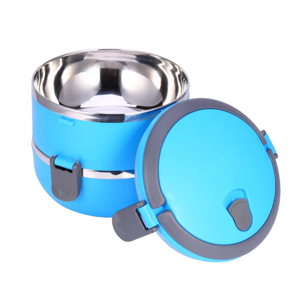 

Hot Sale Round 2 Layer Durable Stainless Steel Lunch Box Bento Picnic Food Container For Students Child Gifts