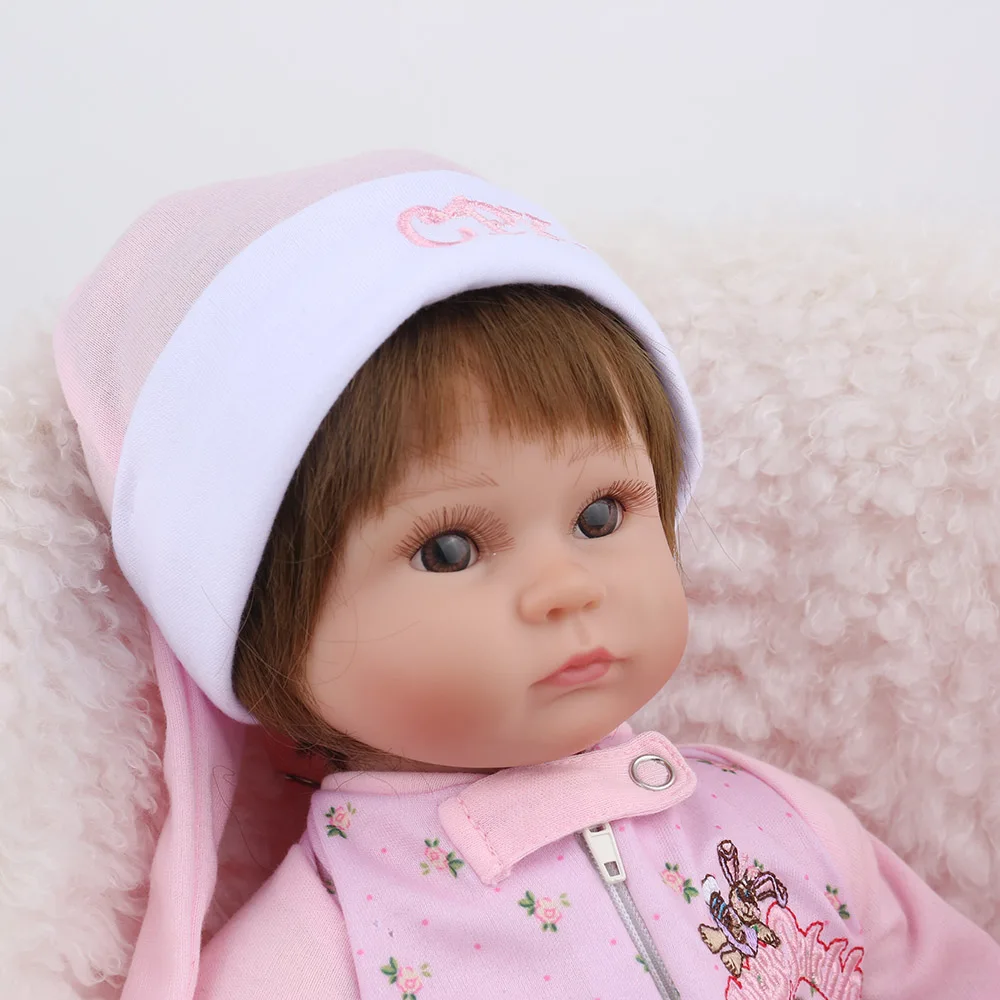 KAYDORA Reborn Baby Doll розовая девочка тихий подарок на день рождения 16 дюймов 45 см Коричневые Мягкие волосы мультфильм силиконовые куклы Bebe Reborn