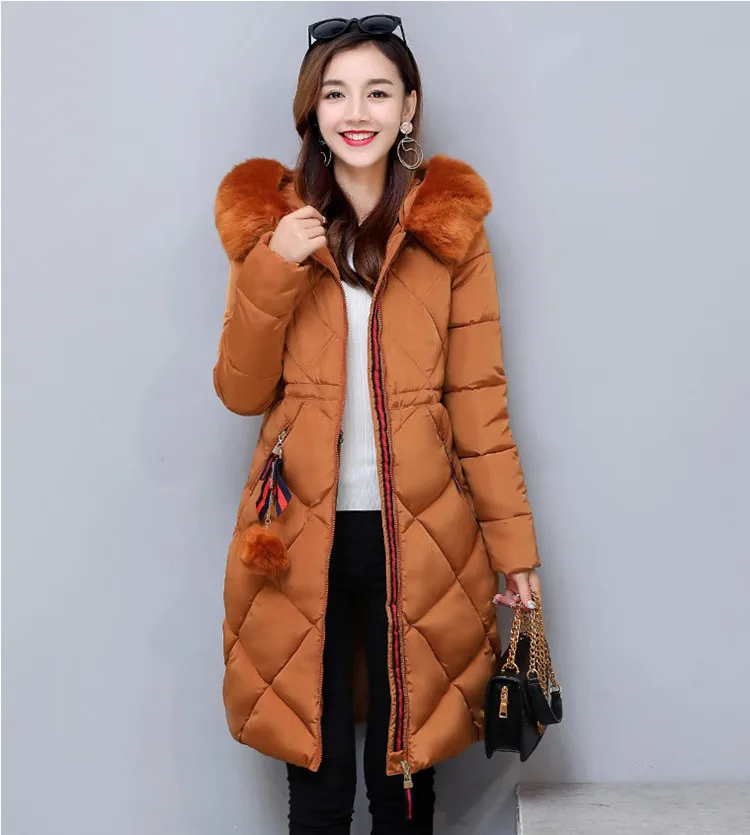 FREE SHIPPING Big fur winter coat thickened parka women stitching slim ...