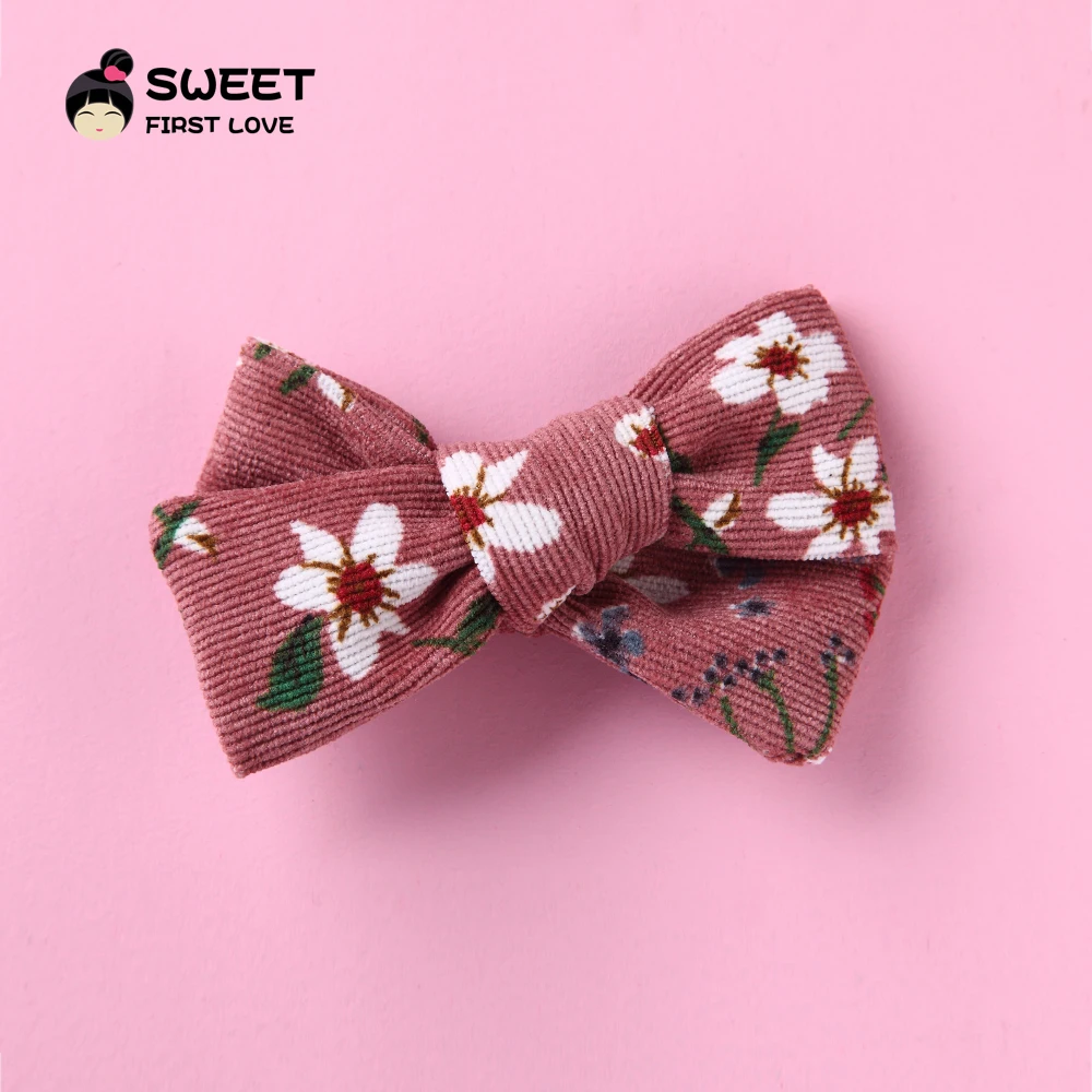 

Lovely Flowers Fabric Bow Baby Hairpin, Bowknot Cute Floral Pattern Hair Clips for Girl Children, Soft Headwear Hair Accessories