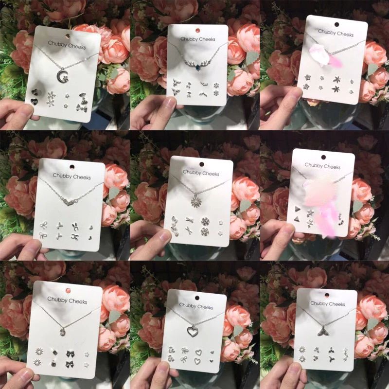 

New Fashion Popular Personality Earrings Simple Necklace Female Wild Temperament Necklace Earrings Set Hot Jewelry Wholesale