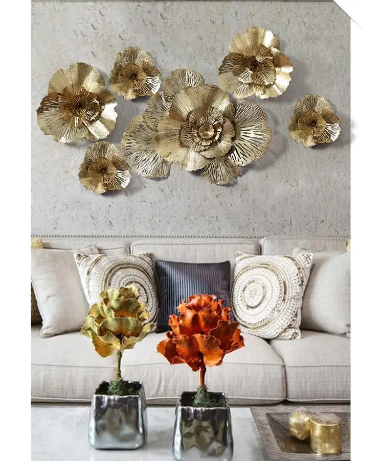 Wall Mural Decoration Home Livingroom Crafts Hotel Porch Wall Sticker Ornaments Modern Wrought Iron 3D Wall Hanging Gold Flower 6 HTB1ApbTd21H3KVjSZFBq6zSMXXaf