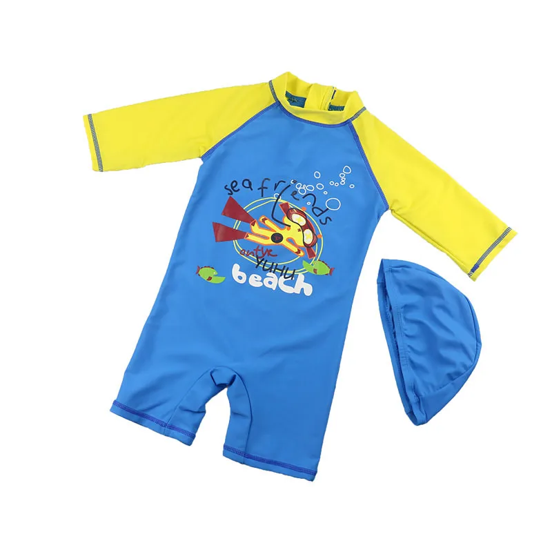 

Boys One Piece Swimsuit Infant Baby Bathing Suit Kids Swimwear for Girls Boys Children Swimwear with Cap UV Prodection Swimsuit
