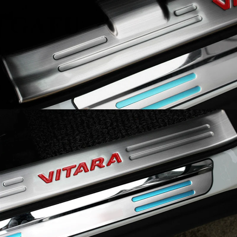 Car Stainless Steel Door Sill Scuff Plate Guard For Suzuki Vitara 2015 2016-2018