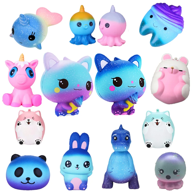 Squishy Slow Rising Kids Cute Simulation Animal Pu Simulation Squeeze Kawaii Unicornio Whale Squish Toy Stress Reliever