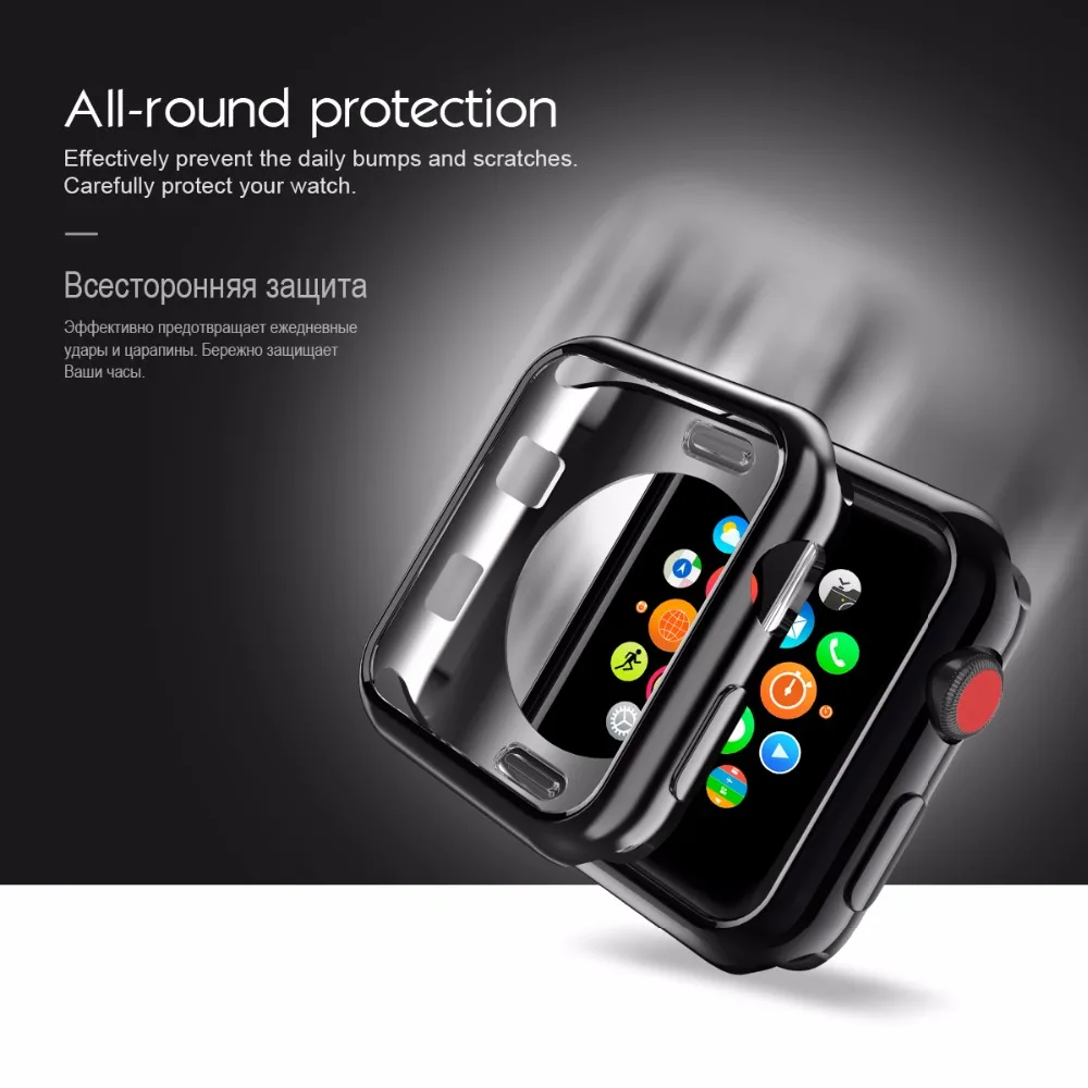 НОСО Стильный Мягкий Защитный Чехол для Apple Watch iWatch Серии 2 Яркая Красивая Красочная Оболочка Защита Корпуса Часов 38 мм 42 мм идеально подходят 4 цвета Бампер для Часов Защита для Эпл Вотч Айвотч серия два