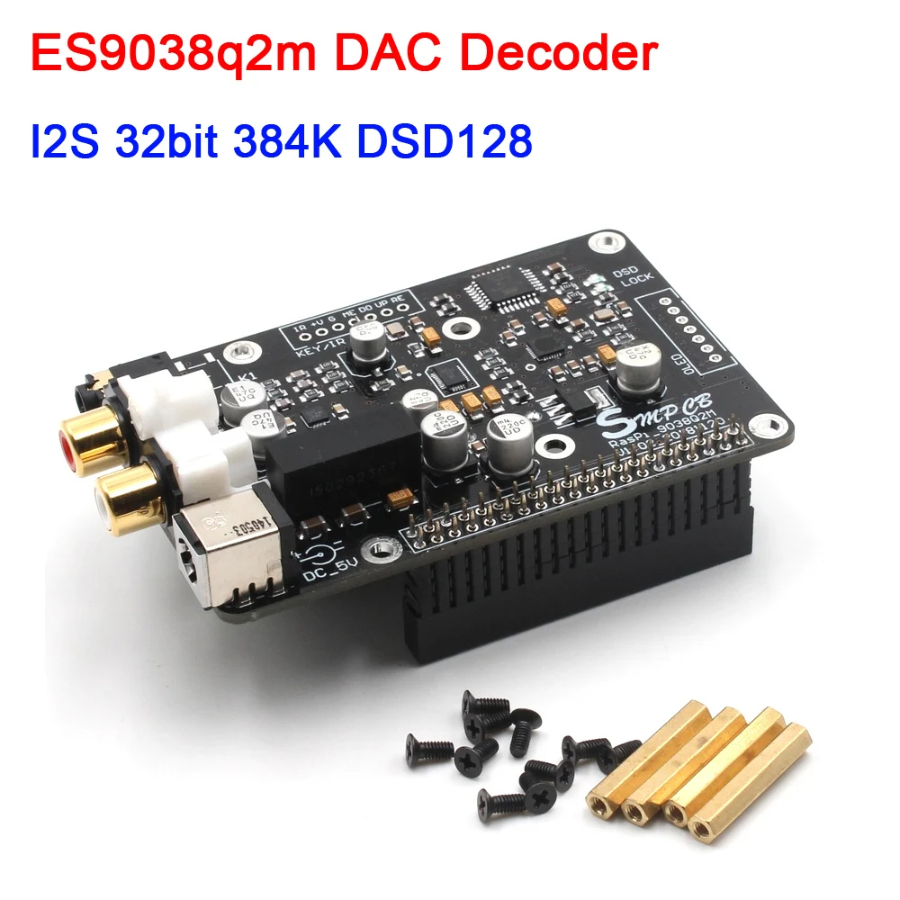 ES9038q2m декодер DAC цифрового вещания сетевой плеер для Raspberry Pi 3B PI2 PI3 B + I2S 32bit 384 K DSD128