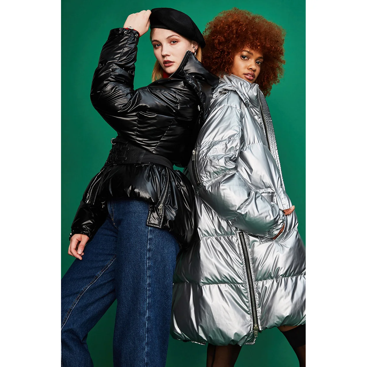 Koop JAZZEVAR 2019 Winter Nieuwe Mode Straat Womens Edgy Sliver Lange Donsjack Cool Meisjes Rits Hooded Down Jas Bovenkleding z18004