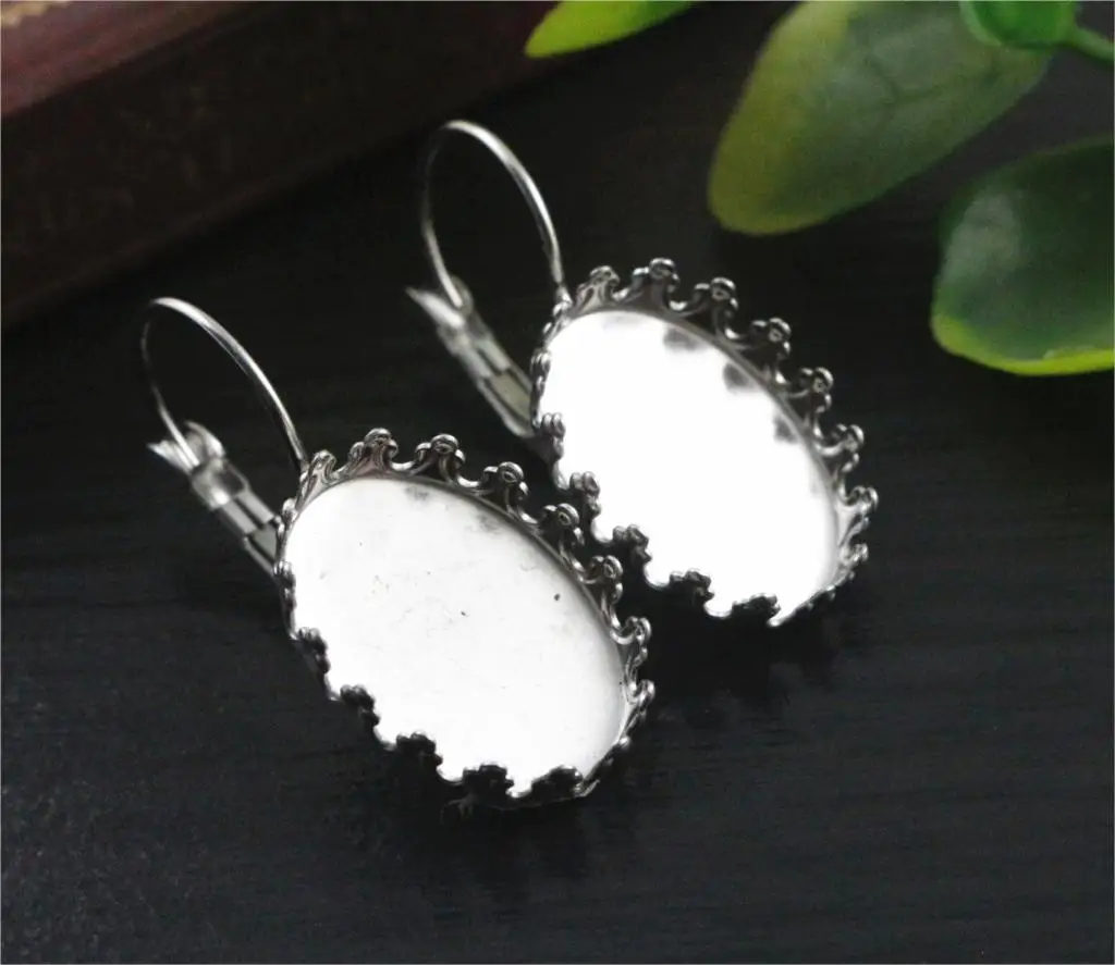

( No Fade ) 13x18mm 10pcs/Lot Stainless Steel Oval French Lever Back Earrings Base,Fit 13*18mm Oval Glass Cabochons-T1-03