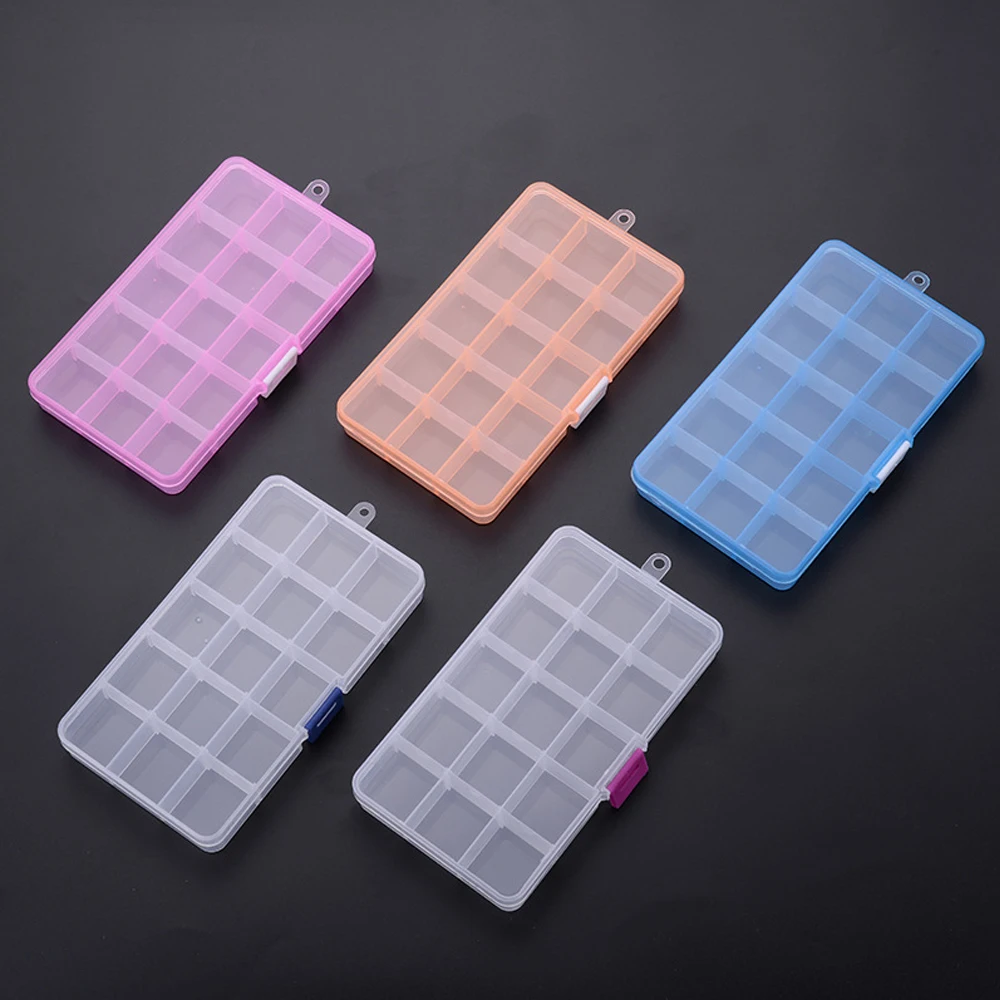 

Multifunction 15 Slots Portable Jewelry Tool Box Storage Container Electronic Parts Screw Beads Rings Organizer Plastic Case