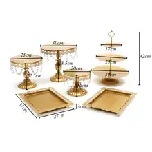 6pcs/set Gold White Metal Grand Baker Cake Stand Set