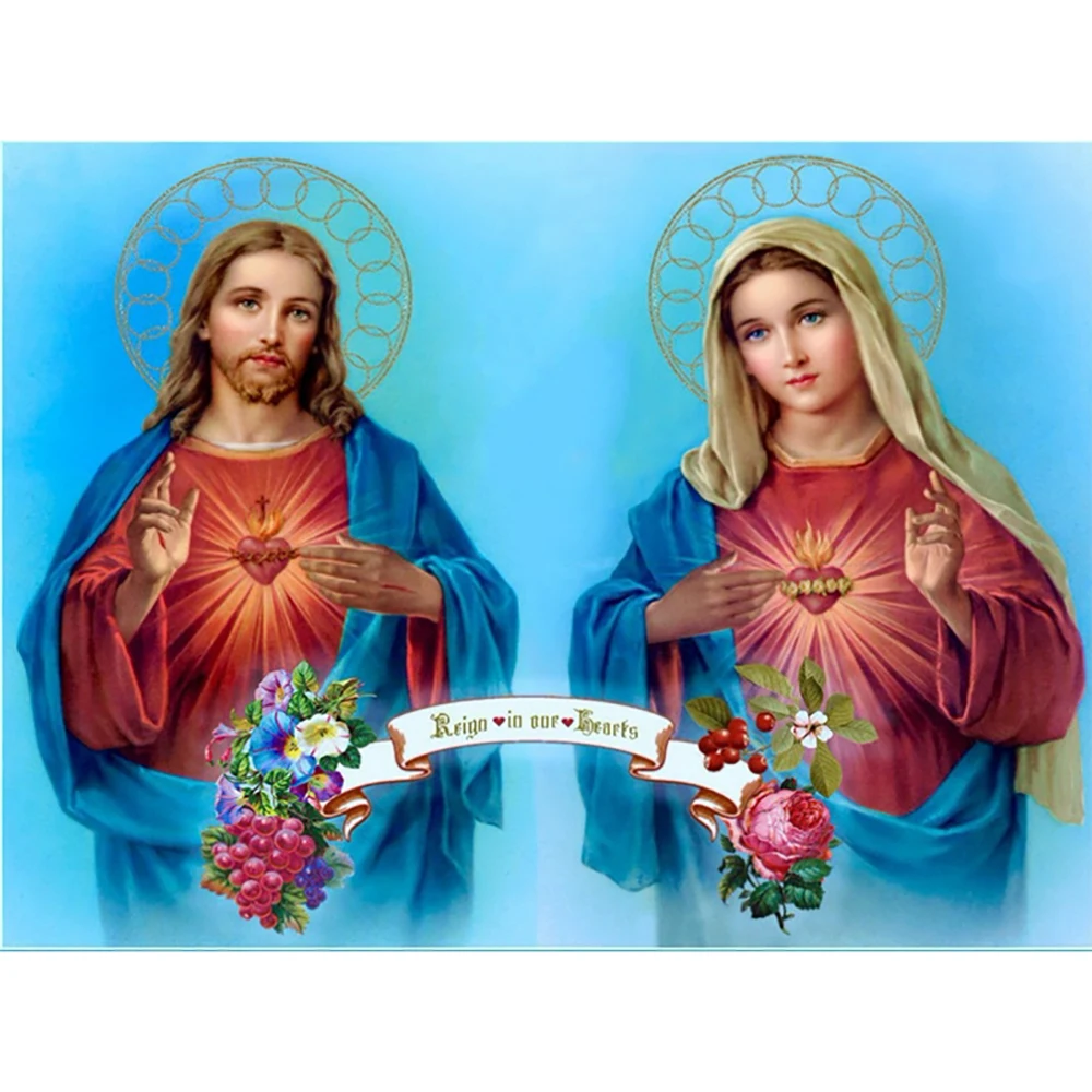 

Full DIY Diamond Painting kit Jesus and Mary Cross Stitch Diamond Embroidery Patterns rhinestones Mosaic home decor