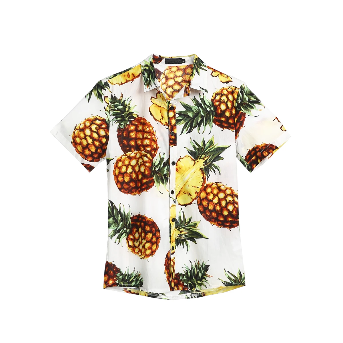 Мужские ананасовые женские рубашки с цветочным принтом Повседневная Гавайская пляжная рубашка с коротким рукавом летняя Новинка - Color: White