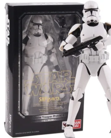 New Hot! 15CM Star Wars SHF Clone Trooper PHASE II / PHASE I Captain PVC Action Figure Collectible Model Toy Doll - Цвет: have retail box