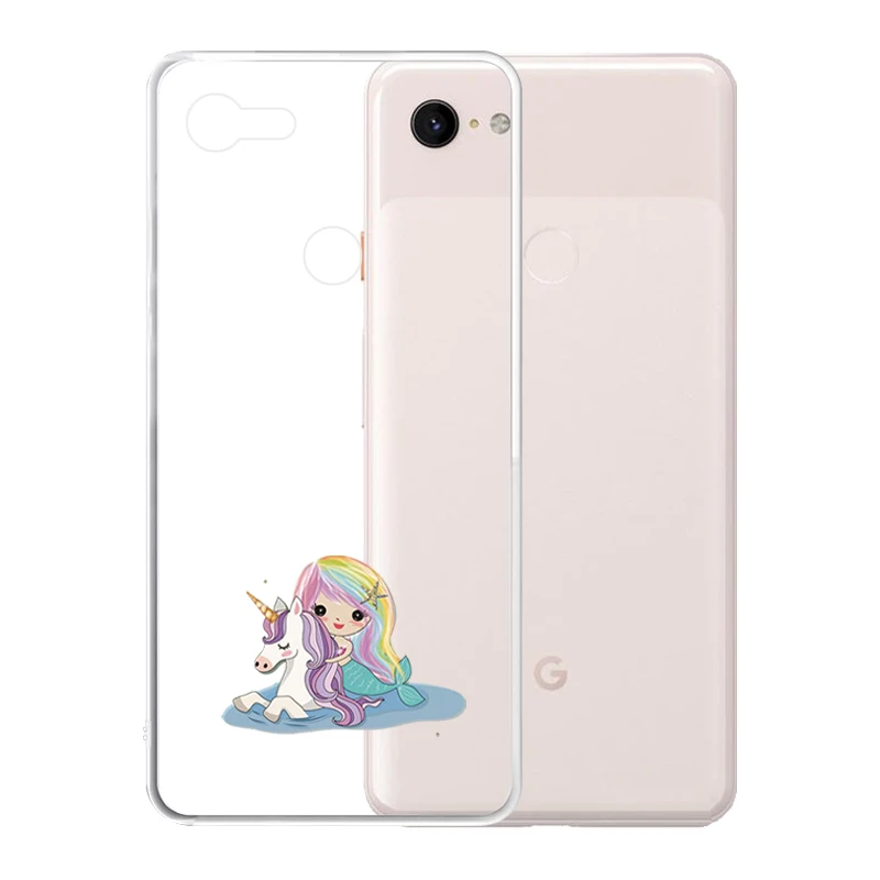 

Soft Silicone Clear TPU Case for Google Pixel 4 3 XL 3A 2 XL Durable Unicorn Cartoon Cover