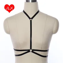 JLX. Жгут 90s панк Пастель Готический организм ремня через одно плечо сексуальные Косплей Регулируемый бондаж ремешками Топы рейв клетка бюстгальтер