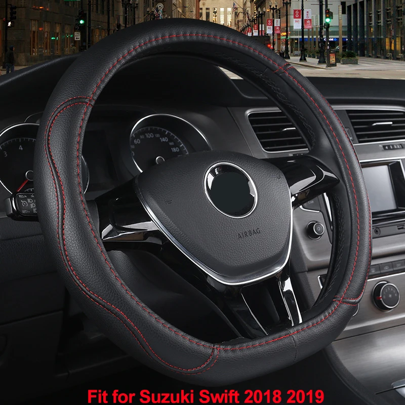 Volante de Volante de Carro em Forma de d Automotivos para Carros pu para Suzuki Capa Couro Swift Trança no Volante Acessórios 2020 13 Capas p direção