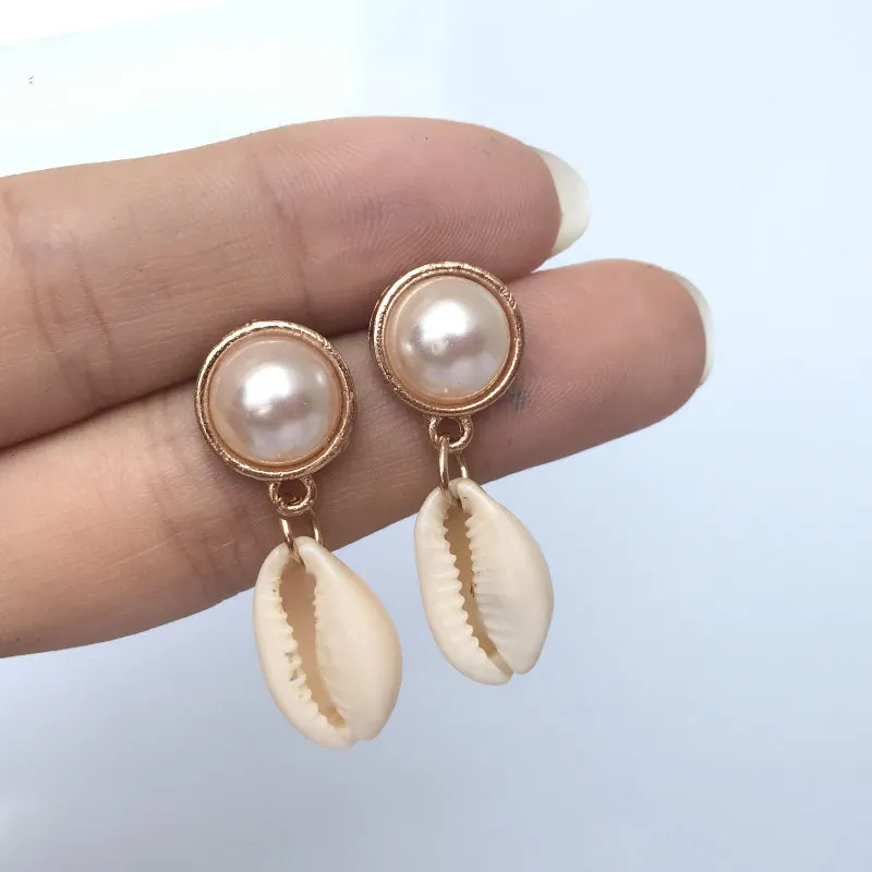 Женские серьги в виде ракушек Cowrie золотистые висячие с ракушками вечерние на