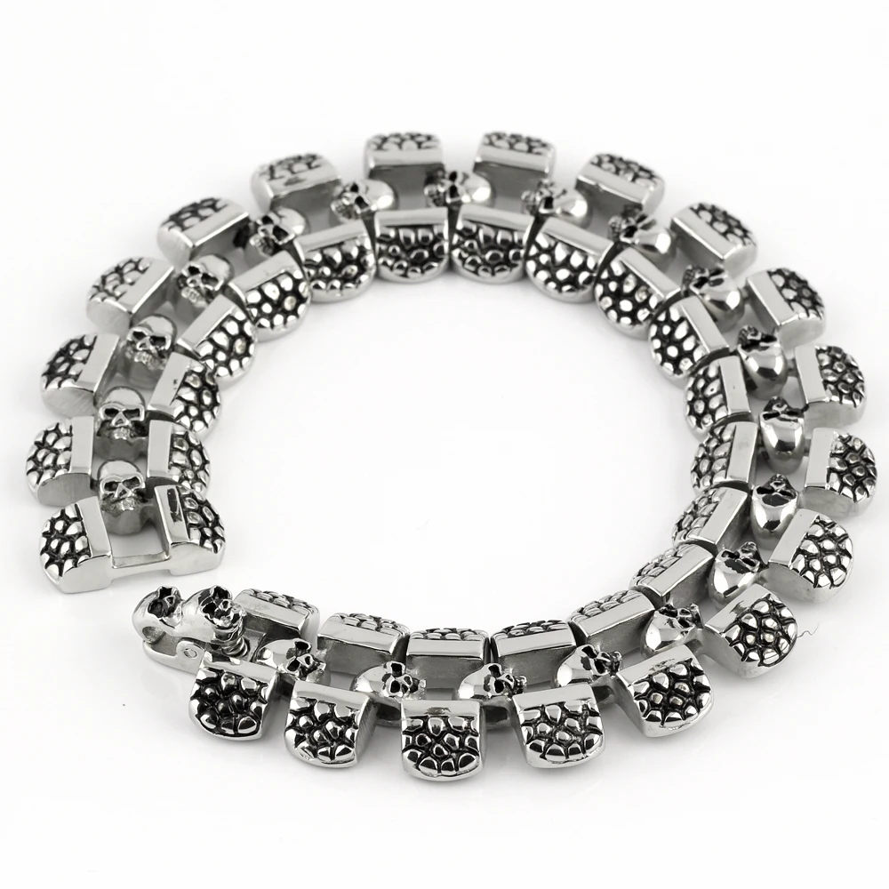 Professional casting stainless steel bracelet titanium skull new