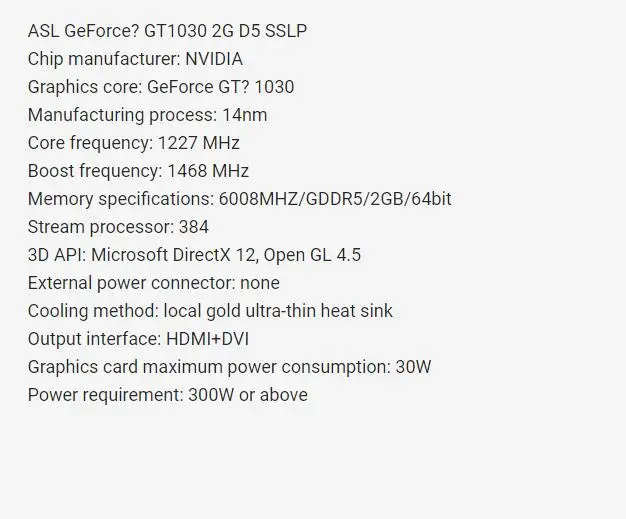 ASL GT1030 SSLP 2G GDDR5 64 бит новая видеокарта оригинальные видеокарты для nVIDIA Geforce GT 1030 Hdmi Dvi игры