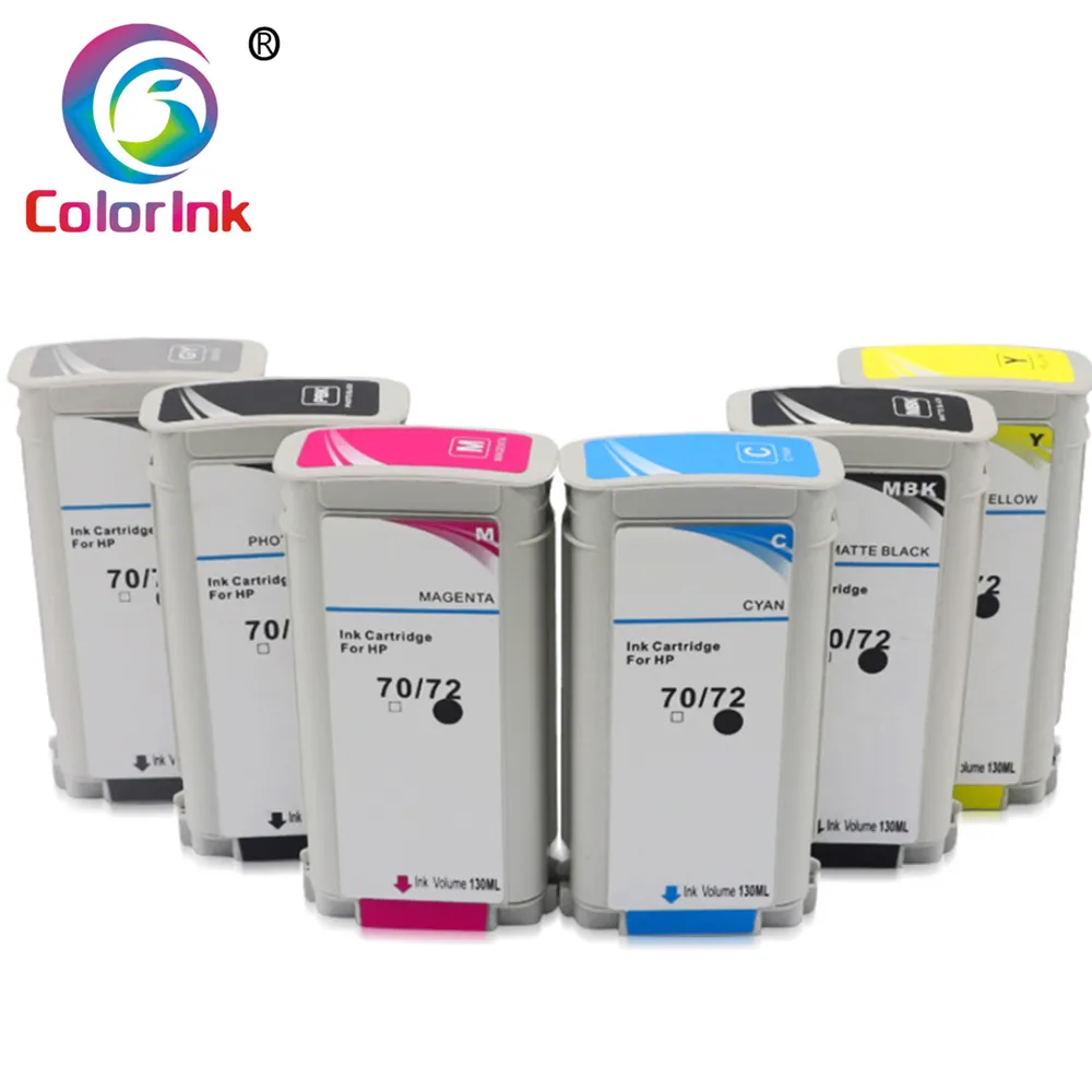 ColoInk пакет 6 цветов для hp 72 чернильный картридж 130 мл для hp T610 T620 T770 T790 T1100 T1120 T1200 T1300 принтер