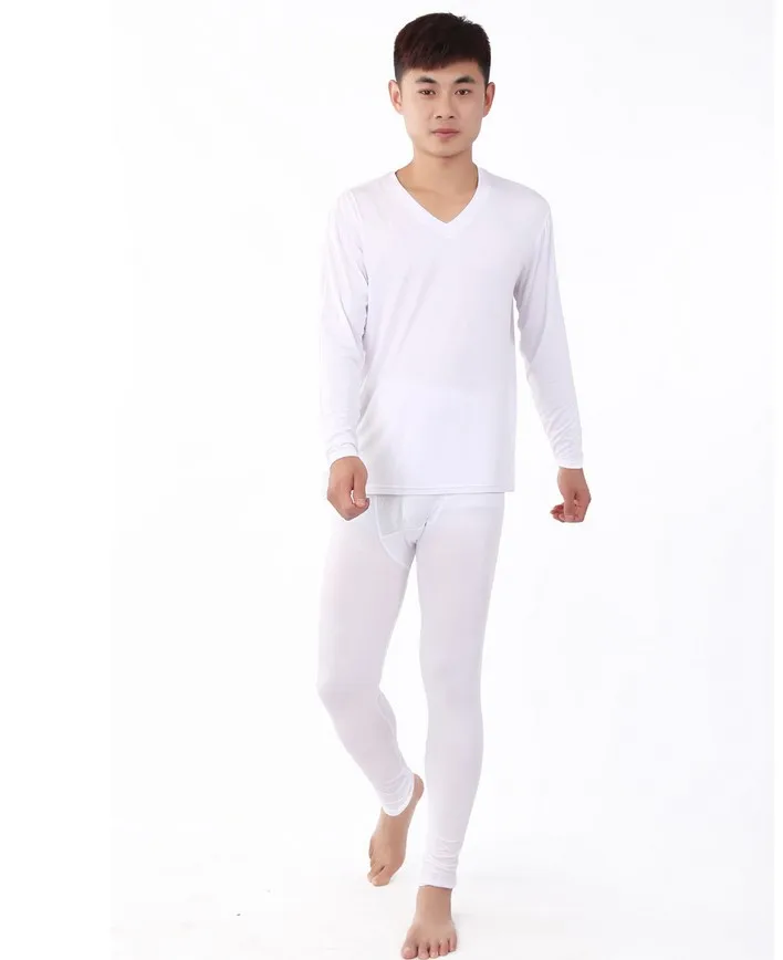 new arrival Manufacturers wholesale soft autumn winter men comfortable bamboo fiber cotton v-collar super large plus size XL-7XL best long johns for men Long Johns