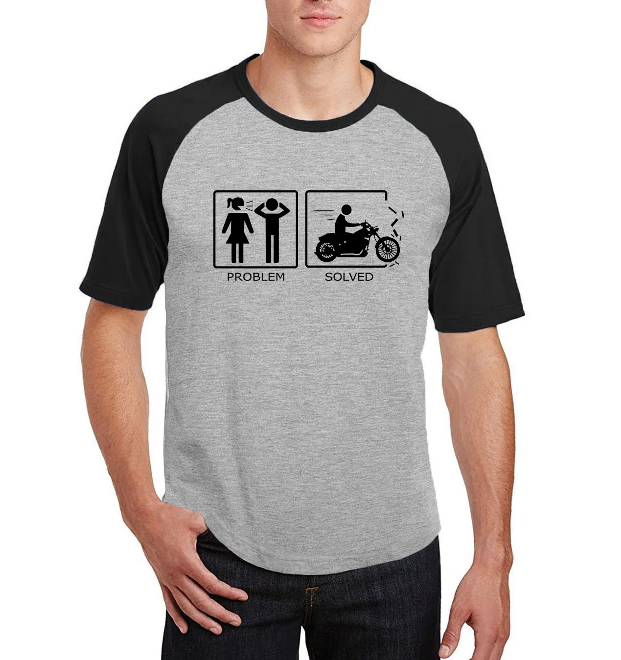 

2020 summer man top brand clothing raglan short sleeve t-shirts Men Problem Solved funny print camisetas fitness tee shirt homme