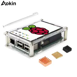 Малина Pi Дисплей/Чехол/радиатора, 3,5 "TFT светодио дный Дисплей для Raspberry Pi 3/2/B +/Zero, малина Pi сенсорный экран комплект стилус