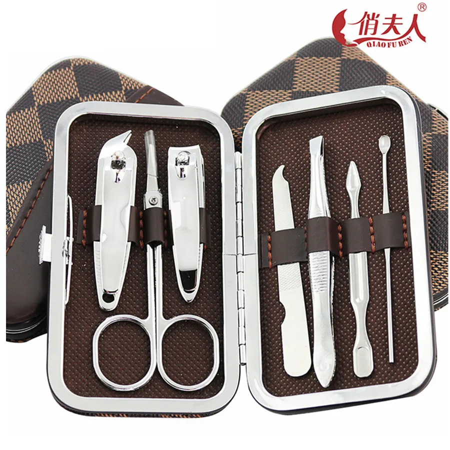 

7 Pcs/Set Professional Nail Clippers Cuticle Nipper Pedicure Manicure Cleaner Nail Cutter Kit Case Beauty Tool Home Essential