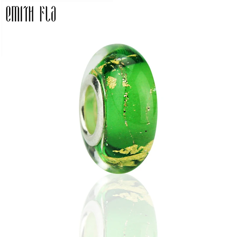 

2019 925 Sterling Silver Green Murano Glass Beads Handmade Charms Beads DIY Jewelry Making Accessory Fit For European Bracelets