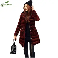 Зимние женские пальто куртки Модная хлопковая утепленная пуховая куртка хлопковая Верхняя одежда женщин средней длины теплая куртка