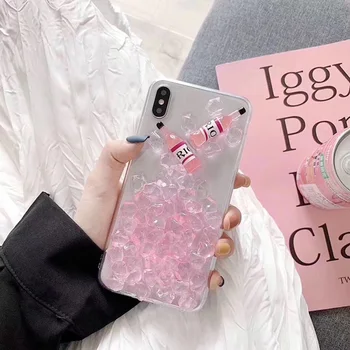 

Pink Summer Ice Cocktail Phone Case for iphone 6 6s 7 8 Plus Blue Epoxy All Inclusive Drop TPU Soft Cover XS Max XS XR X
