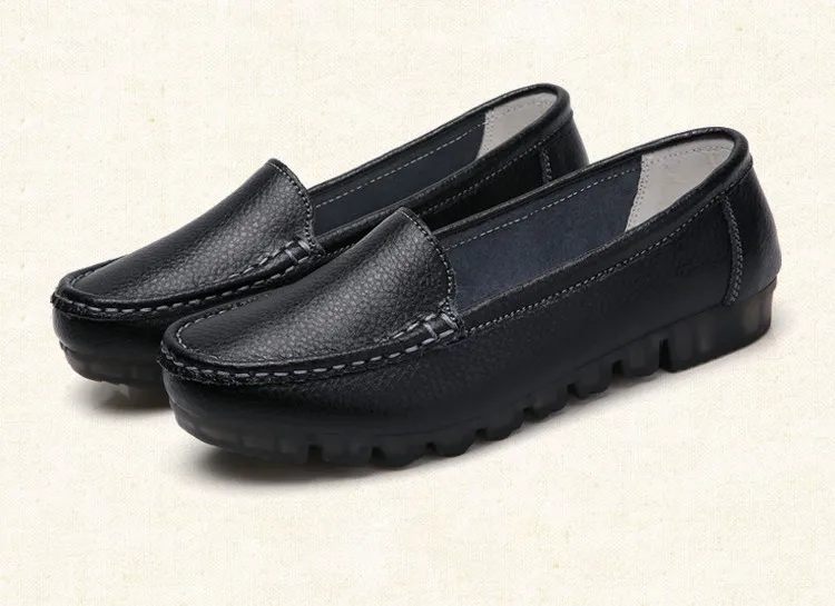 AH 201-2019 Genuine Leather Women Shoes Walking Woman Flats -5