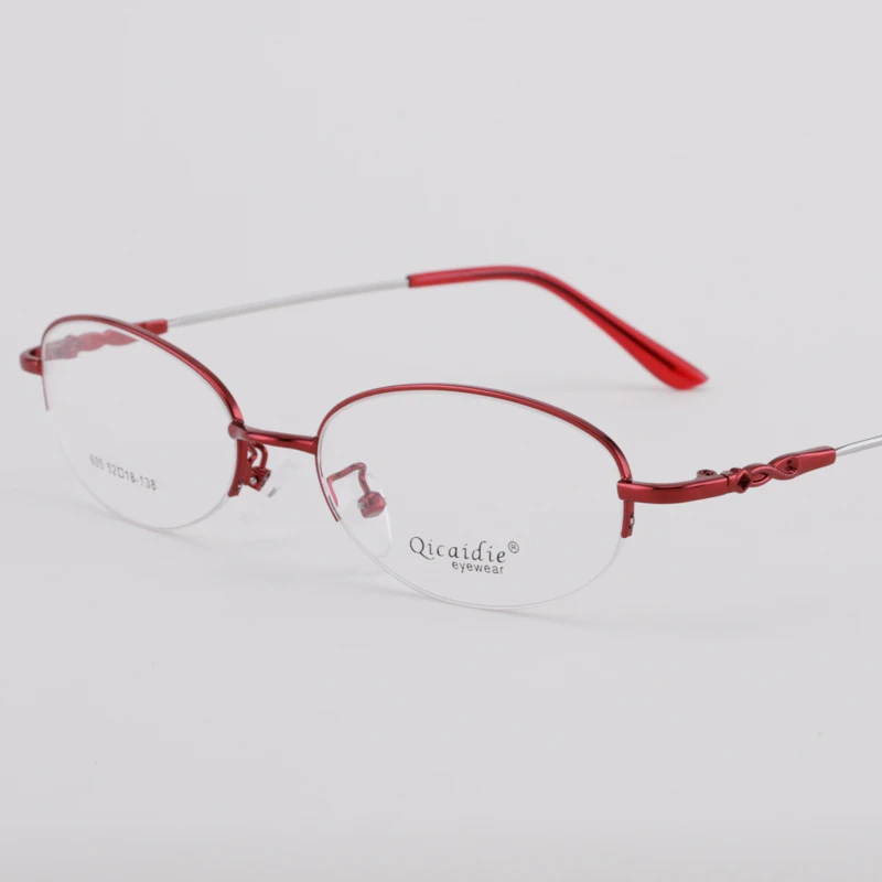 BCLEAR, женские очки из сплава с памятью, полуоправа, винтажные очки, оптические оправы для очков,, модные женские очки без оправы - Цвет оправы: Красный