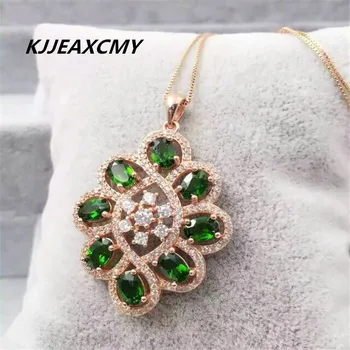 

KJJEAXCMY boutique jewelry, Natural crystal diopside pendant pendant jewelry wholesale S925 Sterling Silver female
