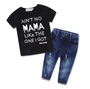 

Children boys outfits baby boy mama t-shirt +jean pants 2 pcs/set summer Kids leisure Clothing