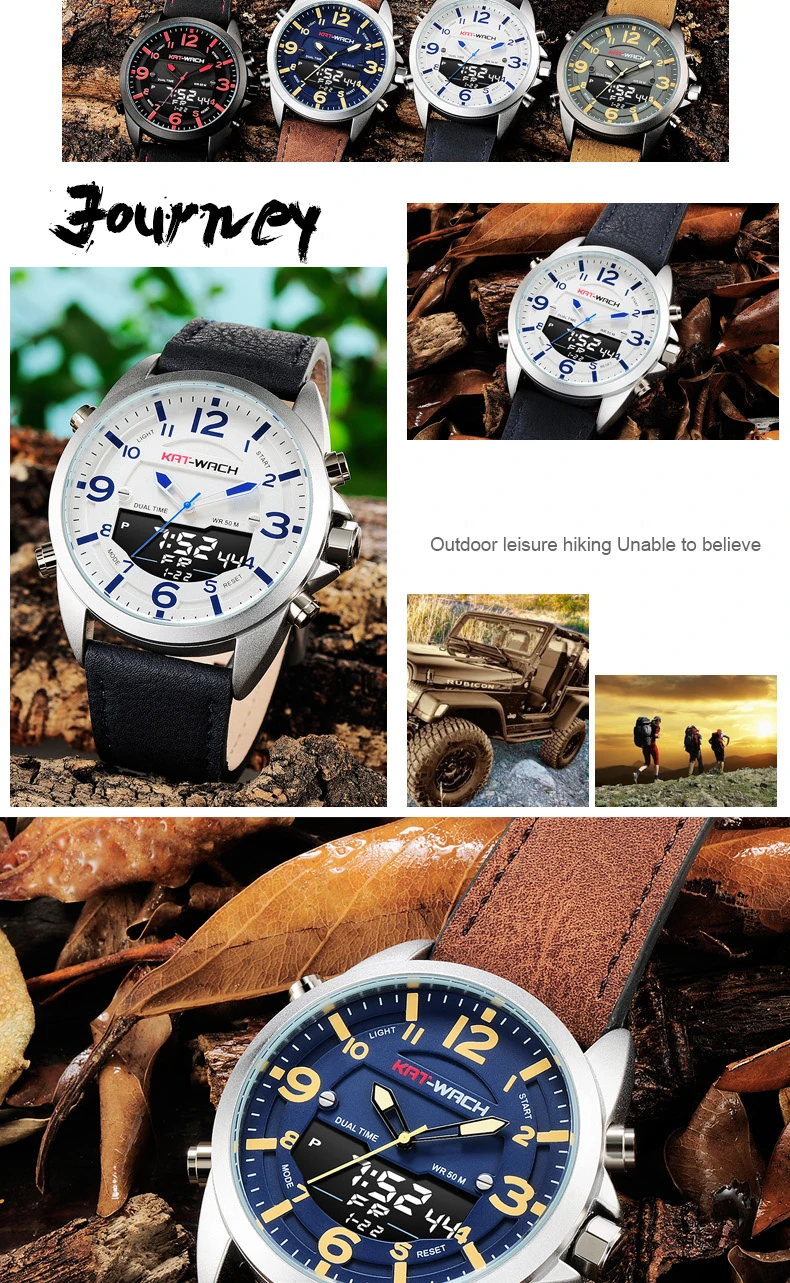 Мужские военные часы с двойным дисплеем, многофункциональные спортивные часы для плавания, мужские Модные кварцевые наручные часы с