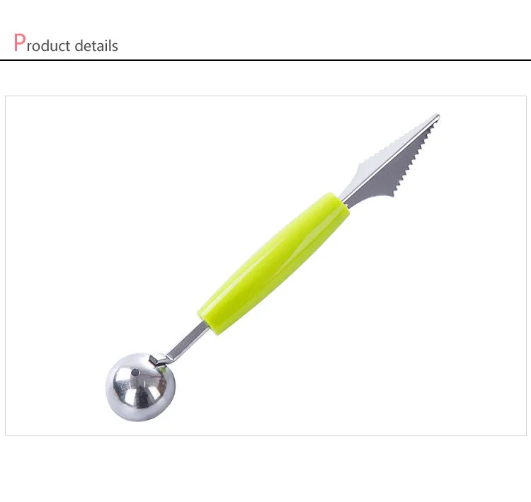 Double Head Stainless Steel Watermelon Digging Ball Kitchen Tool Watermelon Carving Knife Fruit Ice Cream Digging Ball Spoon