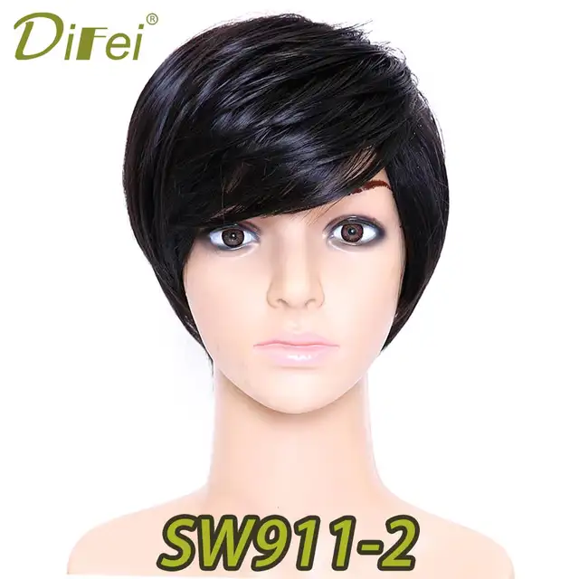 Us 8 97 31 Off Difei Short Pixie Cut Hair Short Black Hairstyles Synthetic Wigs Heat Resistant Hairpieces Women S Fashion Wigs In Synthetic