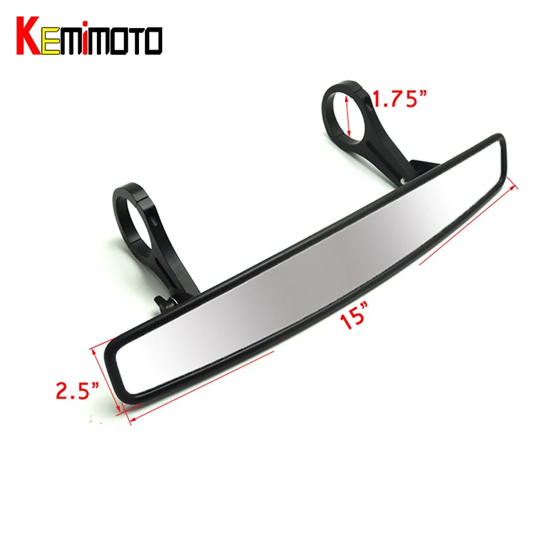 KEMiMOTO 1.75" Clamp UTV Wide Rear View Mirror Racing Mirror for