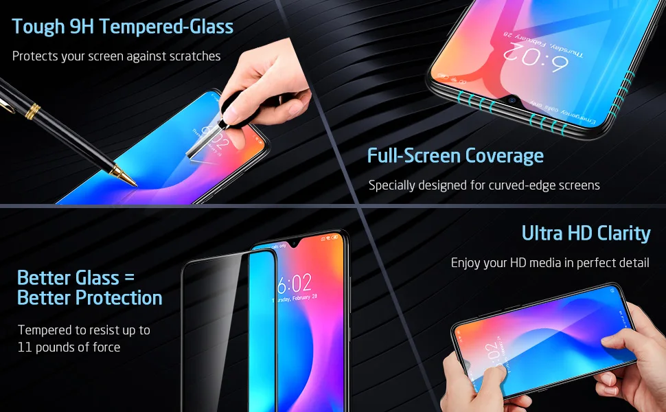 2 шт./лот ESR экран Prorector для Xiaomi Mi 9 pro закаленное стекло 3D полное покрытие телефона пленка Защитное стекло для Xiaomi Mi CC9e