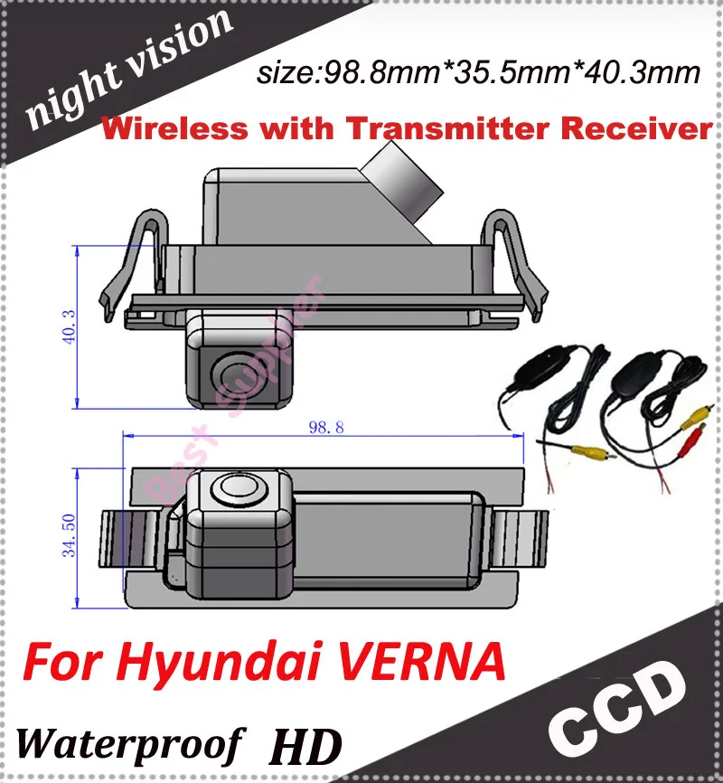 

CCD Car Rear view Camera for Hyundai VERNA +2.4Ghz Wireless Signal Receiver/Transmitter