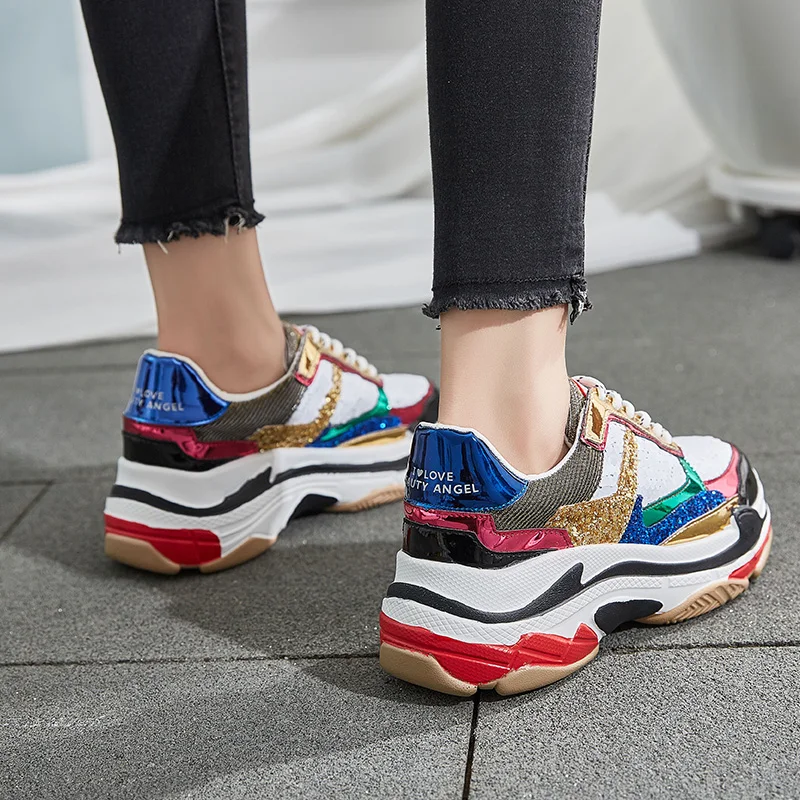 Tleni Bling shiny sequines Women shoes platform wedge shoes fashion sneakers breathable Glitter travel walking shoes ZX-94 Tleni Bling shiny sequines Women shoes platform wedge shoes fashion sneakers breathable Glitter travel walking shoes ZX-94