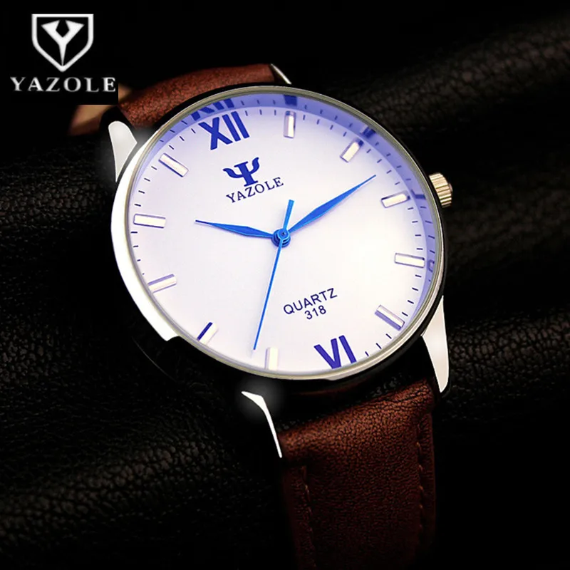 YAZOLE Blue Glass Watch Men Watch Fashion Men's Watch Waterproof Leather Mens Watches Clock reloj hombre relogio masculino 2023 fashion touch screen led sport brand watch new design 3d glass men gold wrist digital watches man clock casual wristwatch